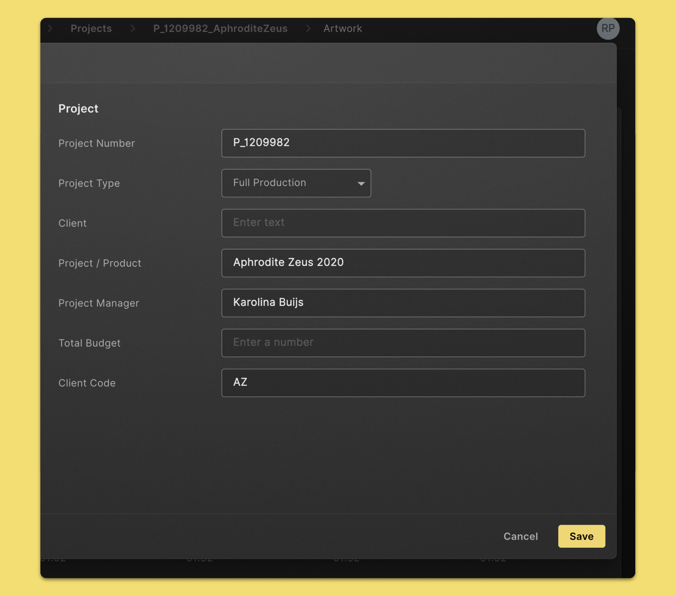 Add or change project metadata