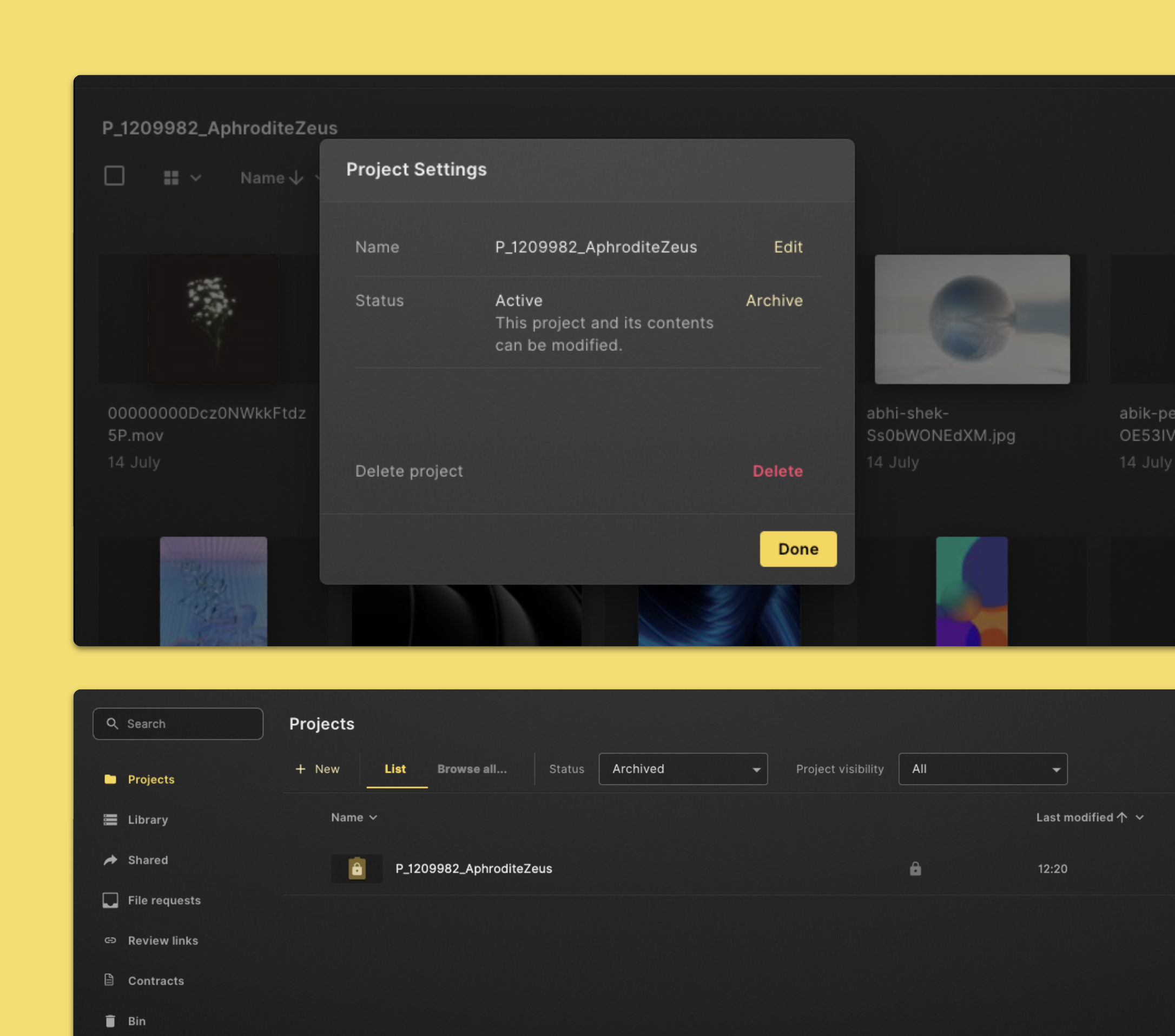 Archive a project