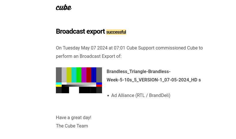 broadcast confirmation