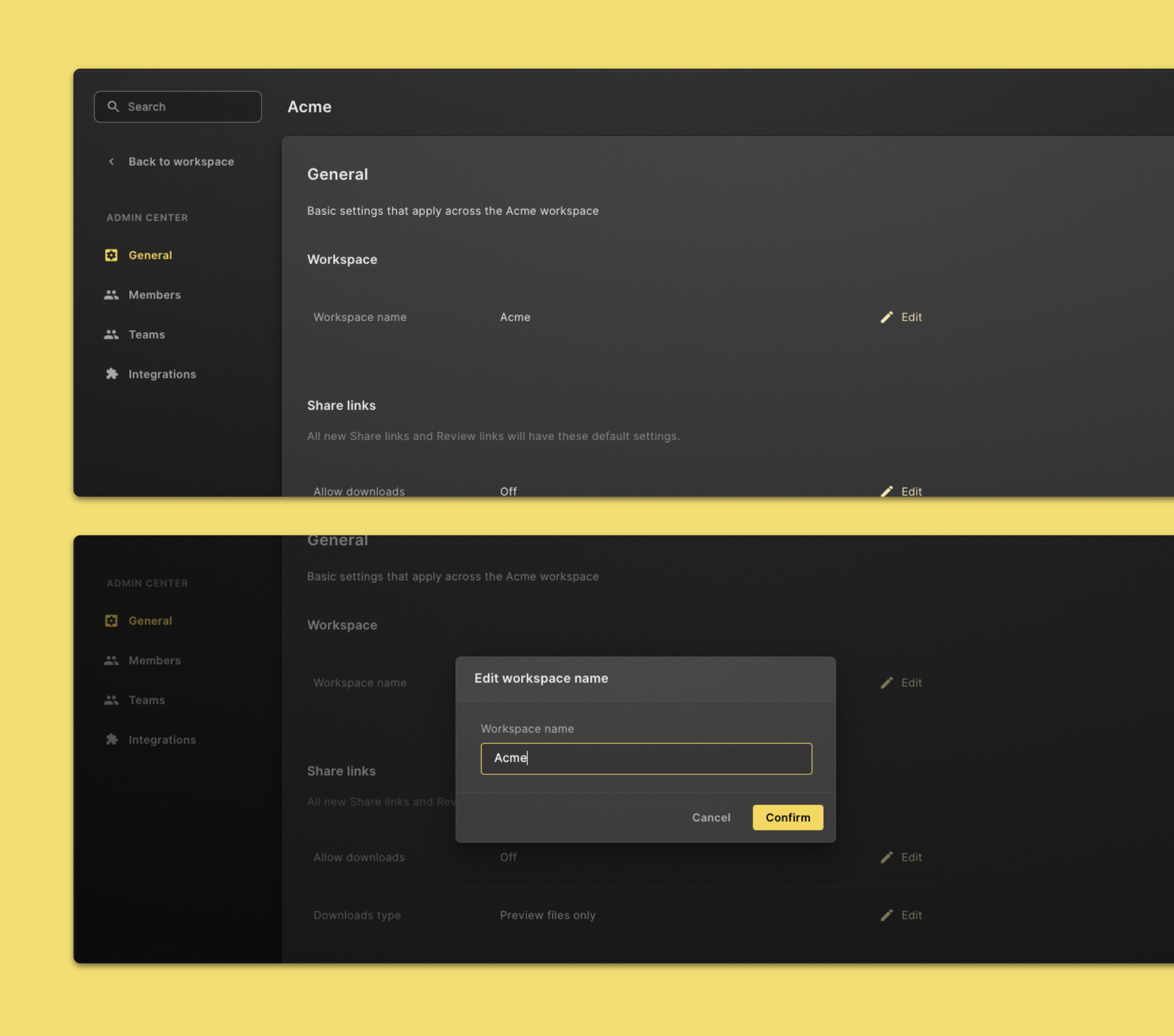 Change workspace name