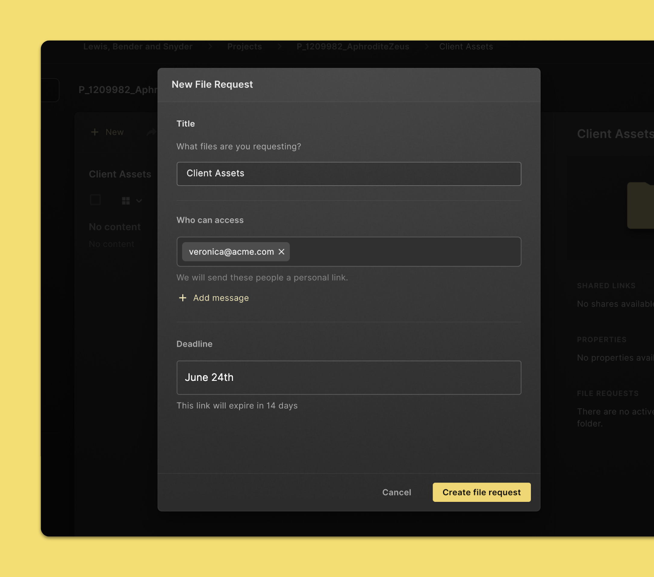Create a file request