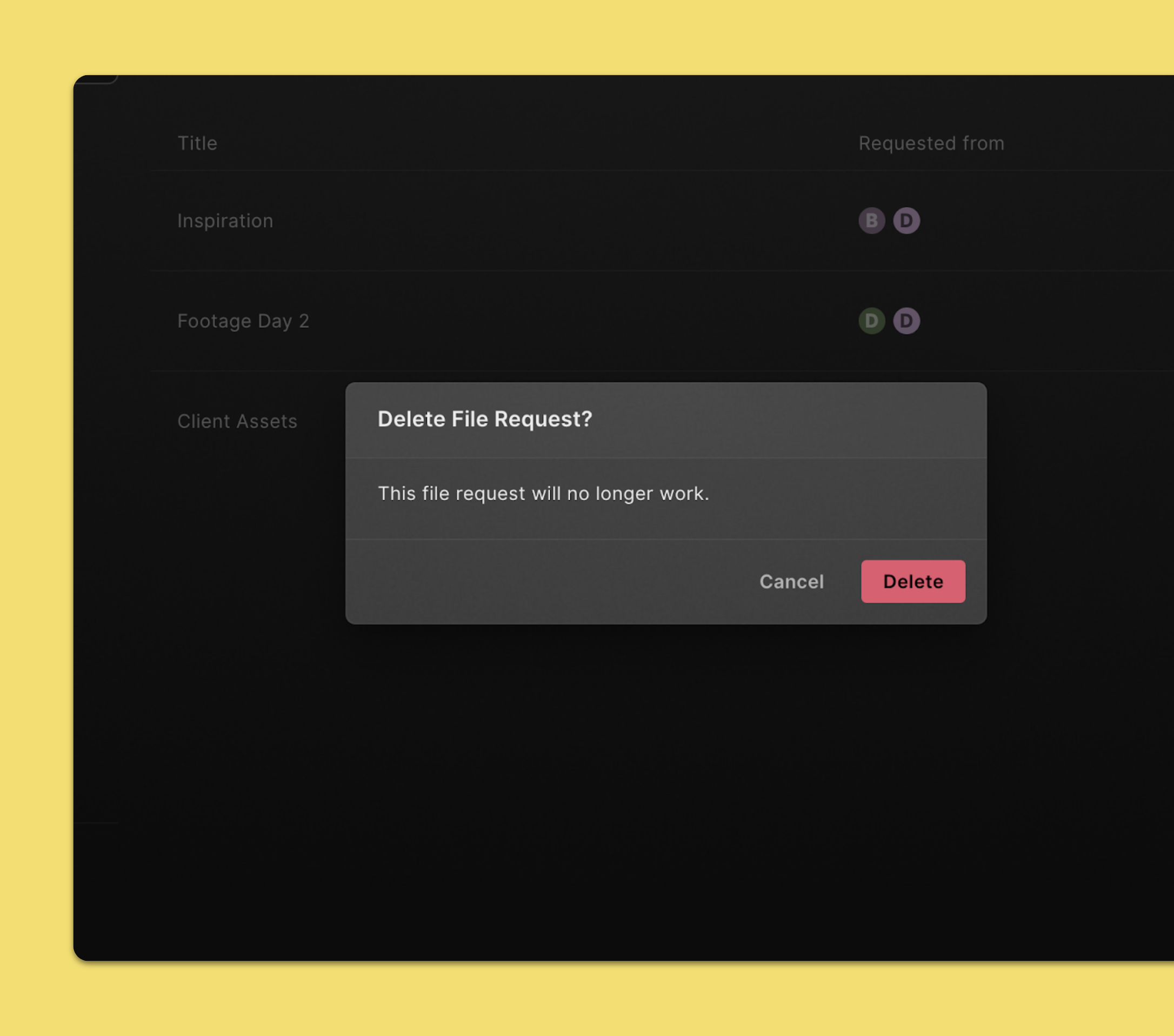 Delete a file request