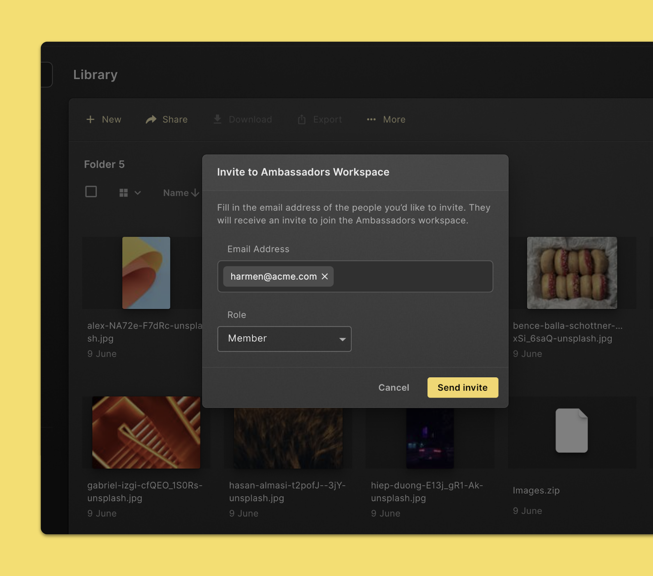 Invite a new member to the workspace