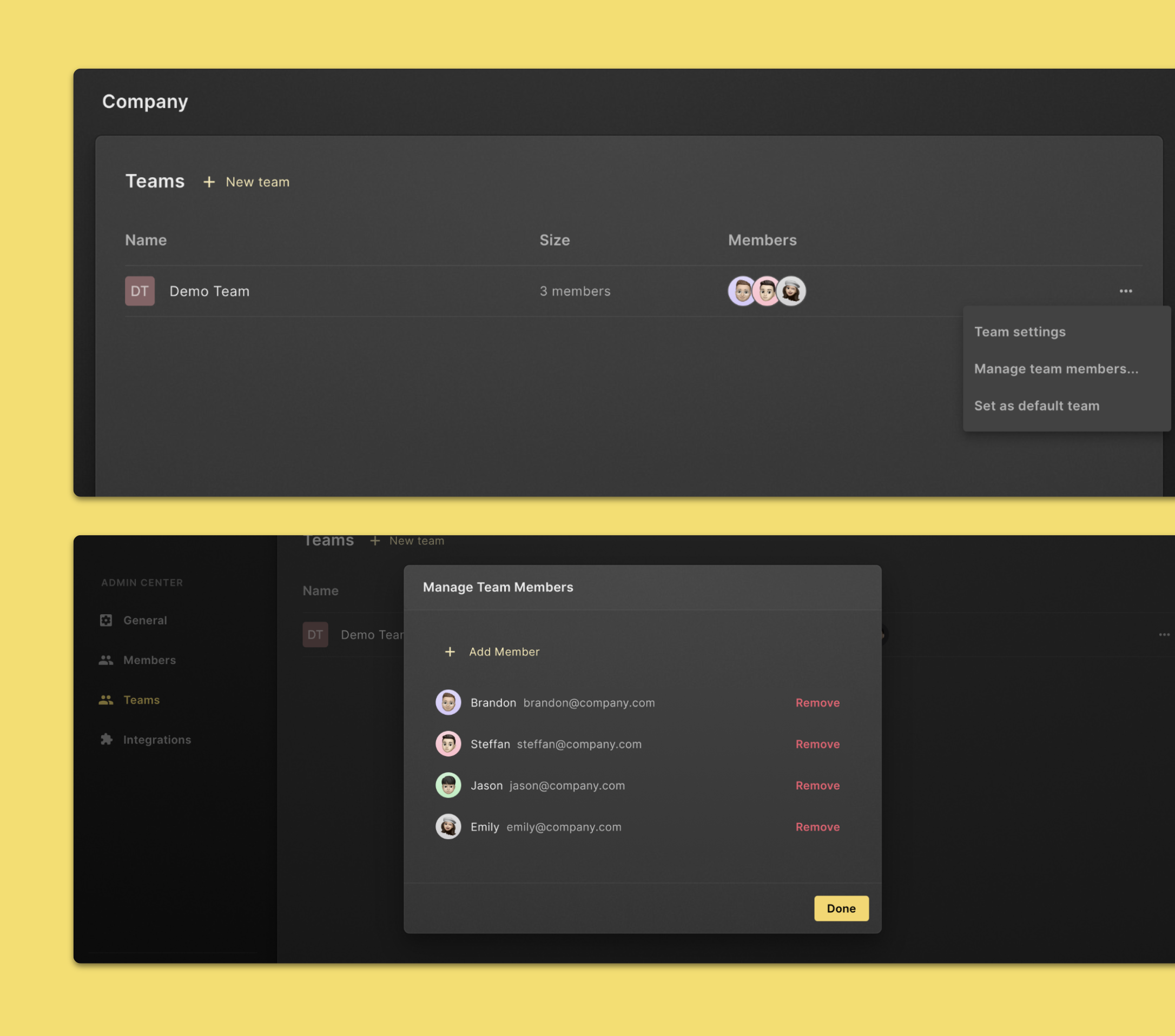 Manage team members