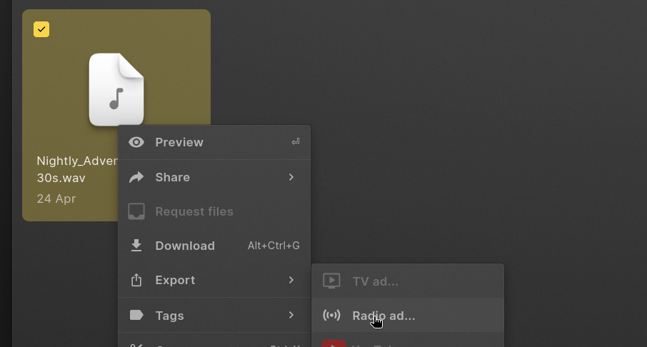 select and export files