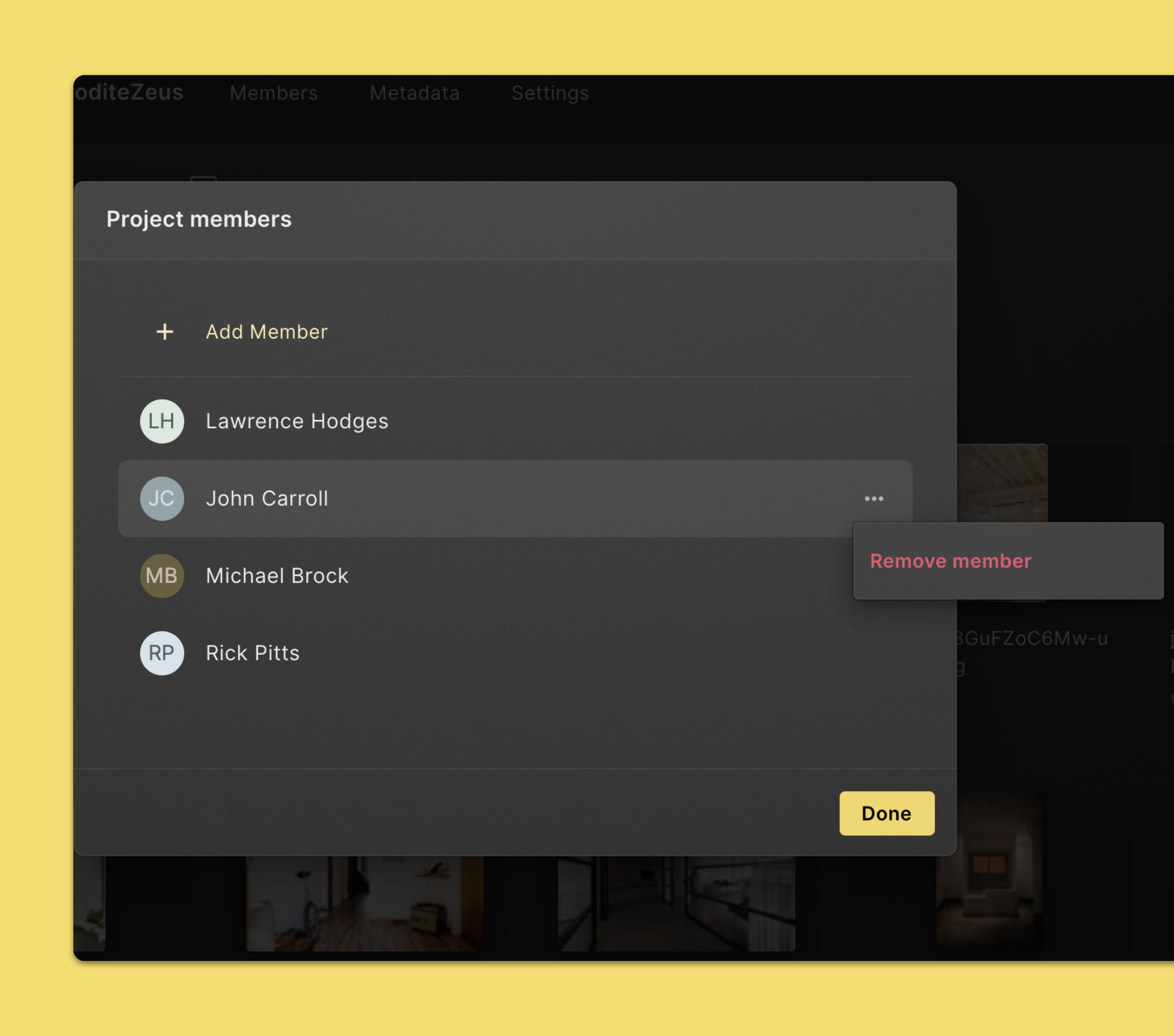 Remove people from a project