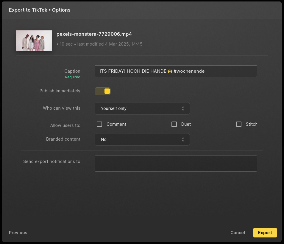 TikTok Export