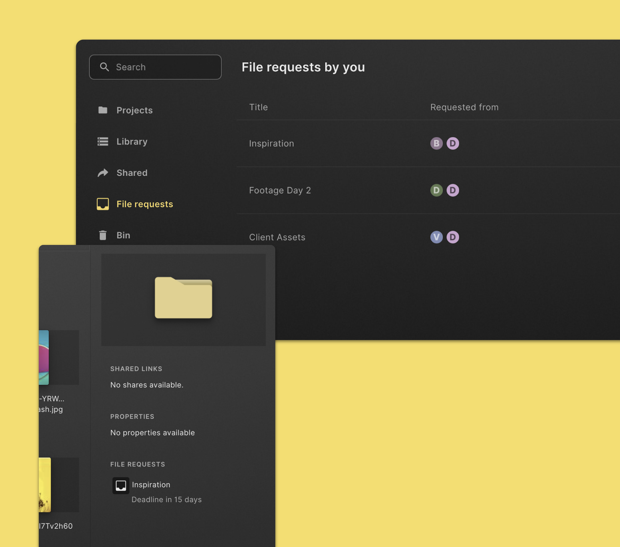 View a list of file requests
