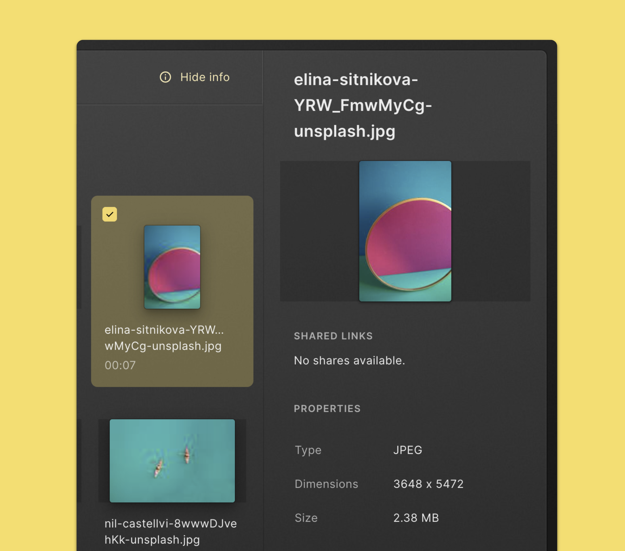 View info about a file or folder